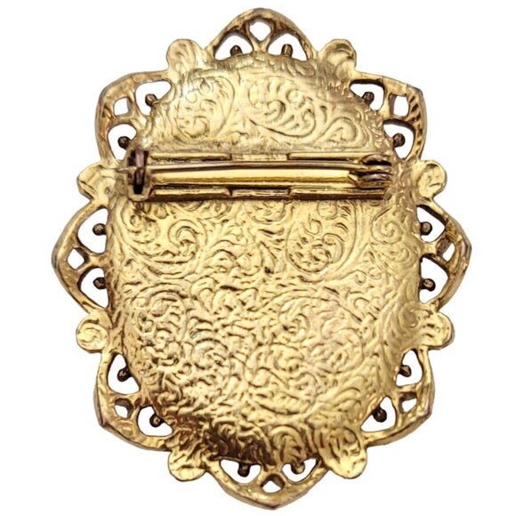 1928 Brand Rose Ceramic Cameo Style Brooch Pin K344 - Picture 4 of 8